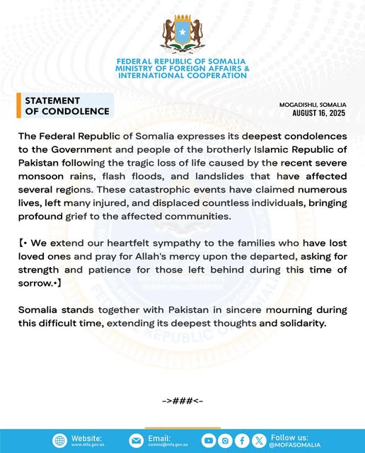 Statement of Condolence and Solidarity