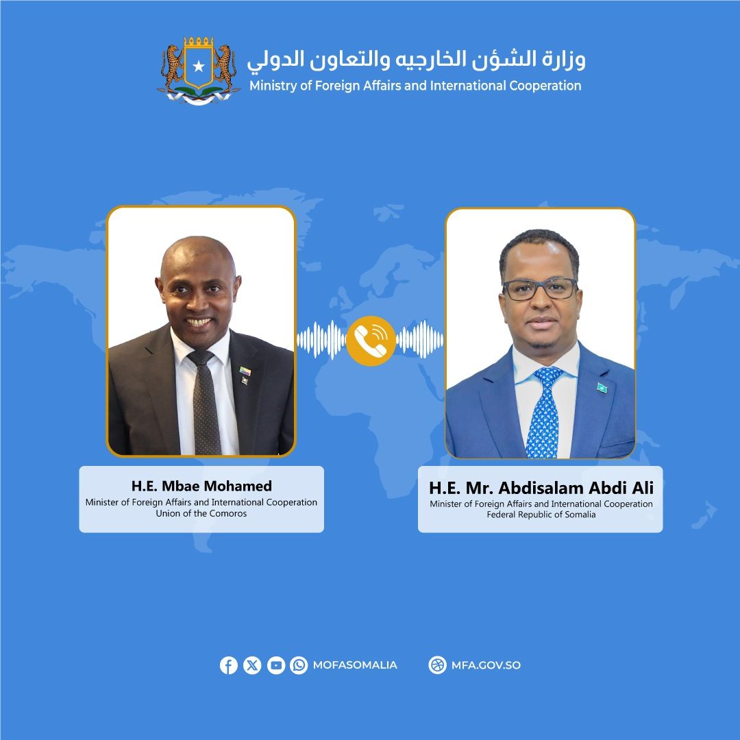Somali FM Holds Phone Talks with Comoros Counterpart to Reaffirm Sovereignty and Unity