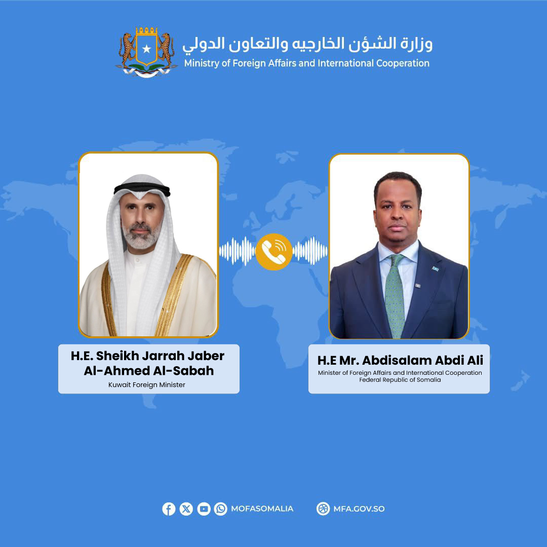 Congratulatory Phone Call Between Somalia and Kuwait Foreign Ministers