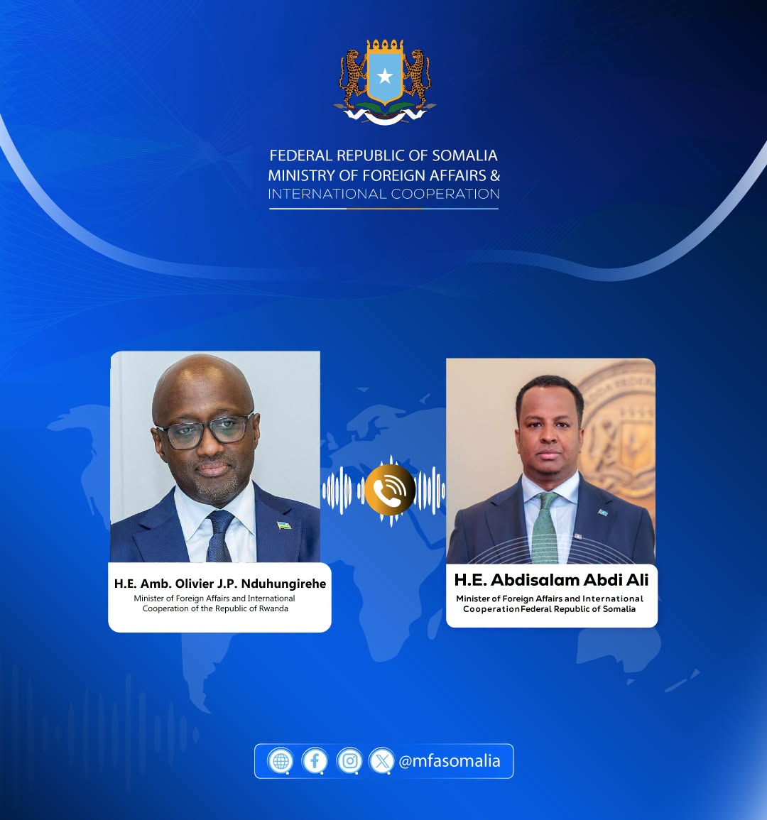 Somalia and Rwanda Foreign Ministers Discuss Bilateral Relations